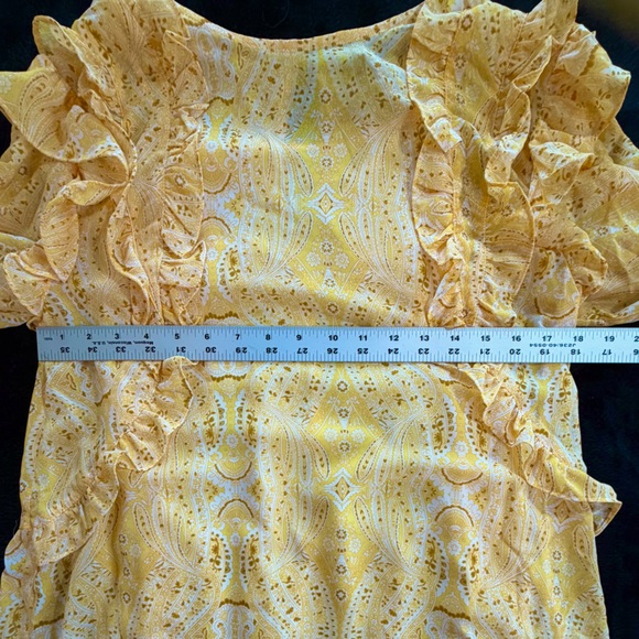 Forever 21 dress yellow size S ruffles paisley - Picture 9 of 10